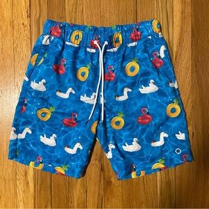 Blue Pool Floaty Swim Trunks